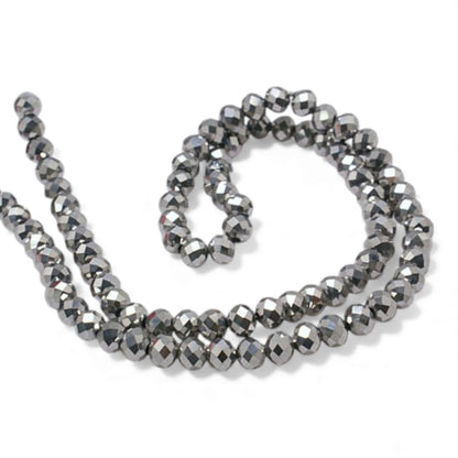 Fil de Perles en Verre argentées Facettées – Rondelles 3x2 mm