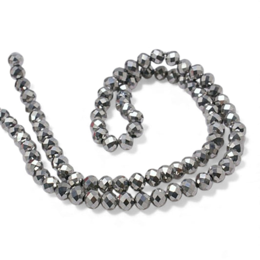 Fil de Perles en Verre argentées Facettées – Rondelles 3x2 mm