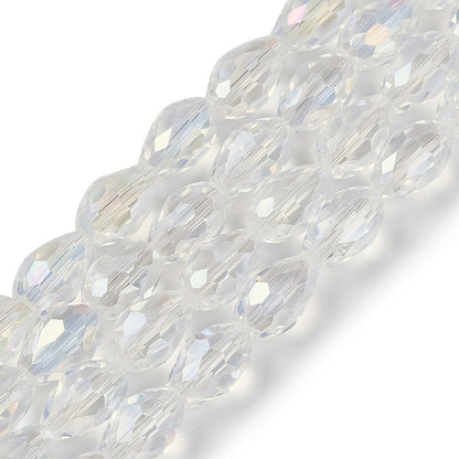 Fil de Perles de Verre Transparentes AB Light en Forme de Larme – 15 mm