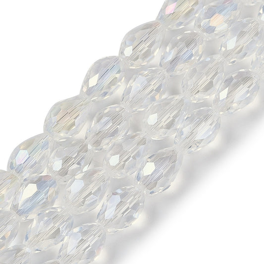 Fil de Perles de Verre Transparentes AB Light en Forme de Larme – 15 mm