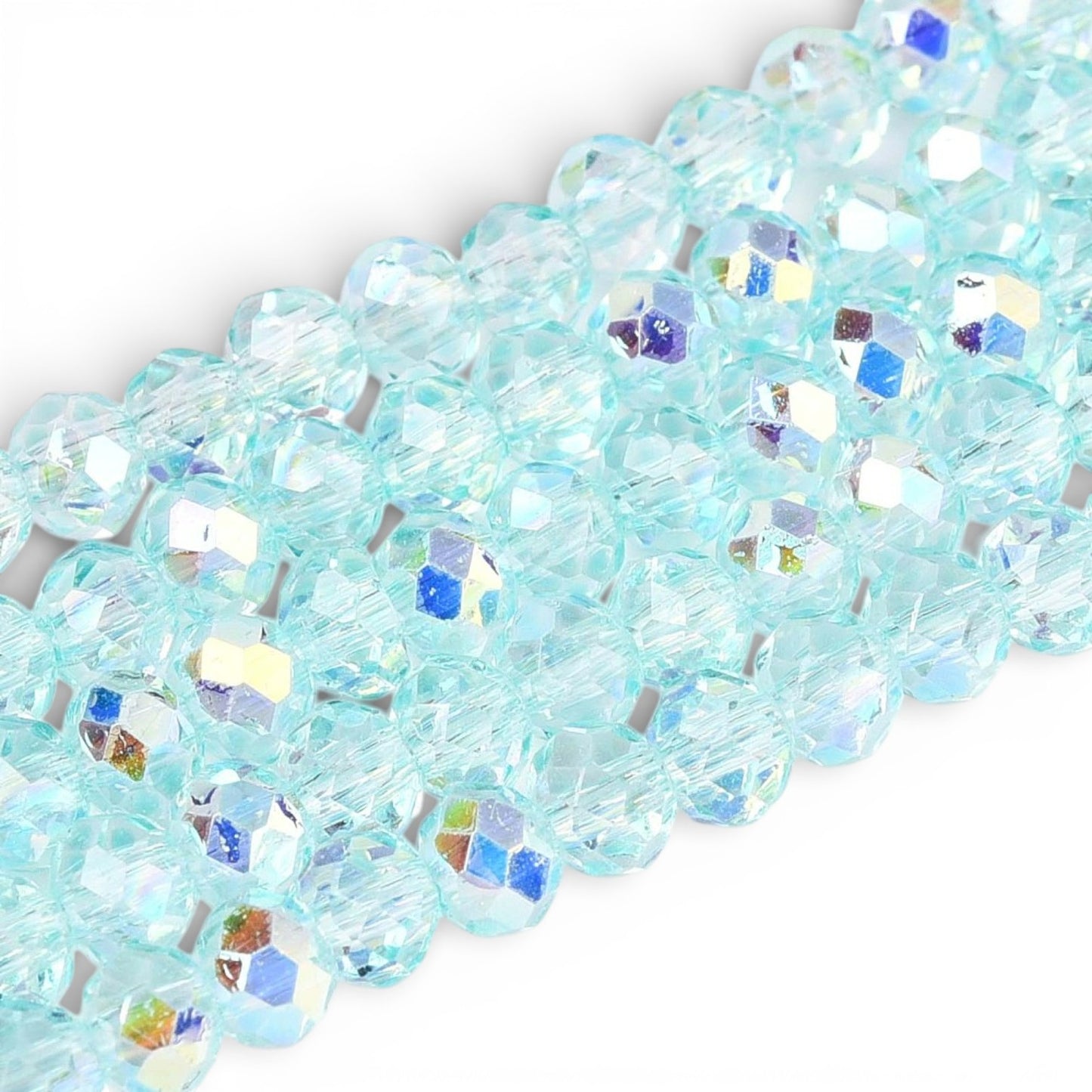 x1 Fil de Perles de Verre AB Bleu – Rondelles Facettées – 3x3.5 mm