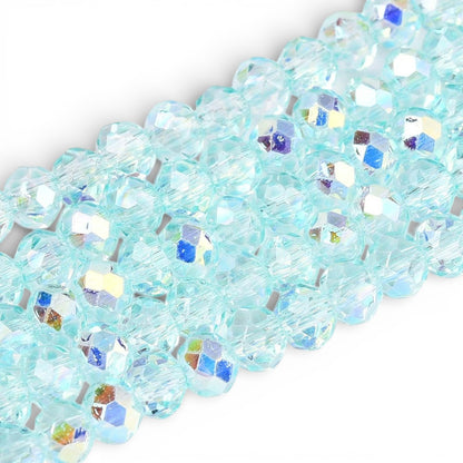 x1 Fil de Perles de Verre AB Bleu – Rondelles Facettées – 3x3.5 mm