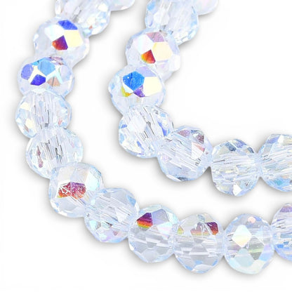 x1 Fil de Perles de Verre AB Bleu Ciel – Rondelles Facettées – 3,5 à 4 mm