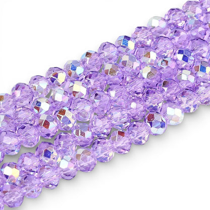 x1 Fil de Perles de Verre AB Violet – Rondelles Facettées – 3x3.5 mm
