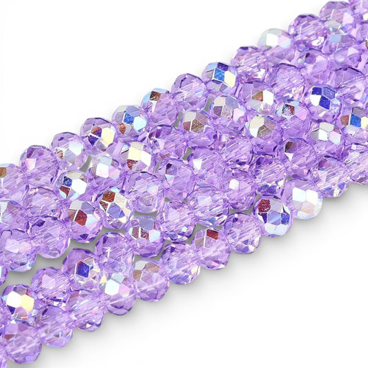 x1 Fil de Perles de Verre AB Violet – Rondelles Facettées – 3,5 à 4 mm