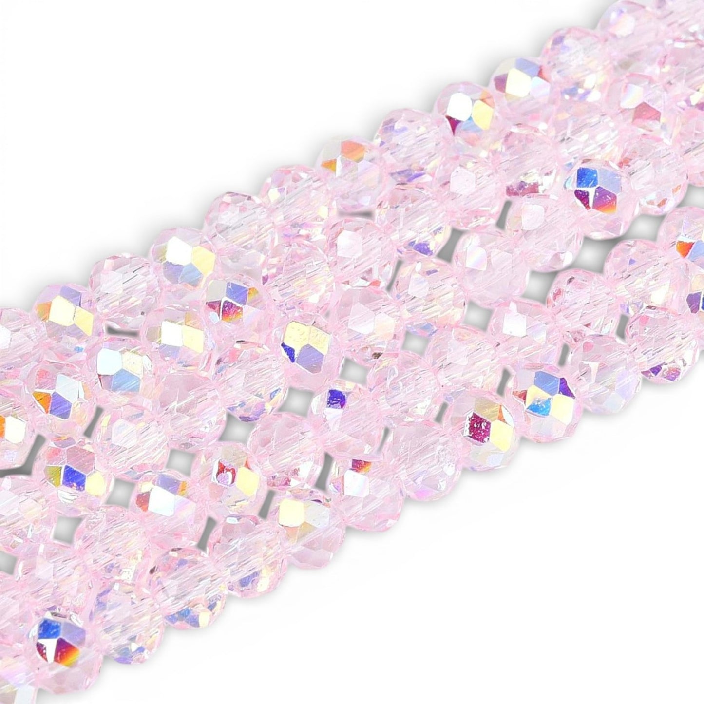 x1 Fil de Perles de Verre AB Rose – Rondelles Facettées – 3,5 à 4 mm