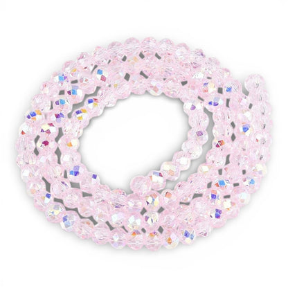 x1 Fil de Perles de Verre AB Rose – Rondelles Facettées – 3,5 à 4 mm