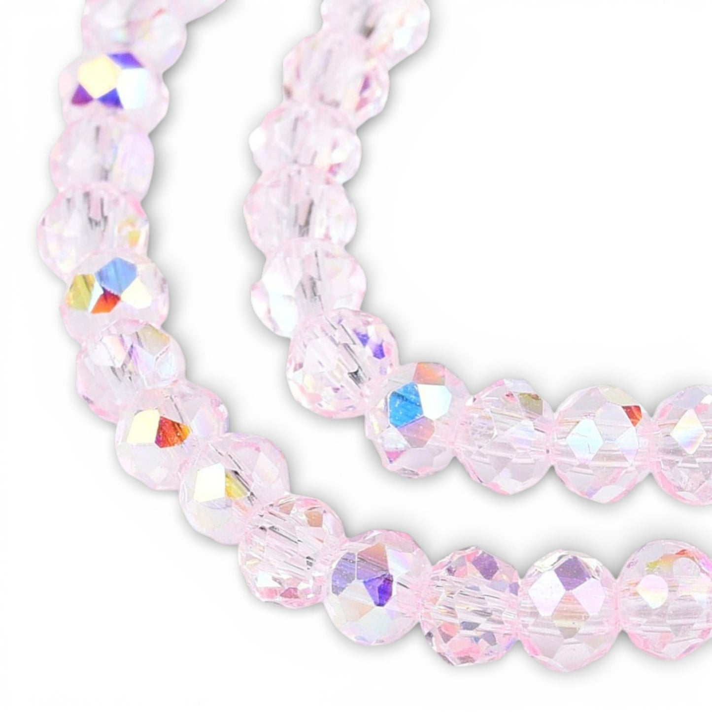 x1 Fil de Perles de Verre AB Rose – Rondelles Facettées – 3,5 à 4 mm