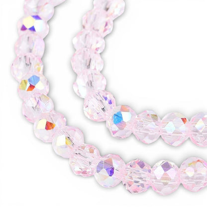 x1 Fil de Perles de Verre AB Rose – Rondelles Facettées – 3,5 à 4 mm
