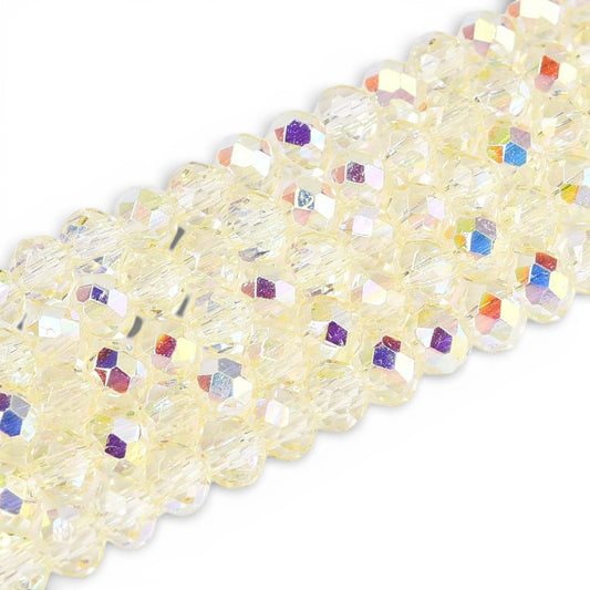 x1 Fil de Perles de Verre AB Jaune – Rondelles Facettées – 3,5 à 4 mm