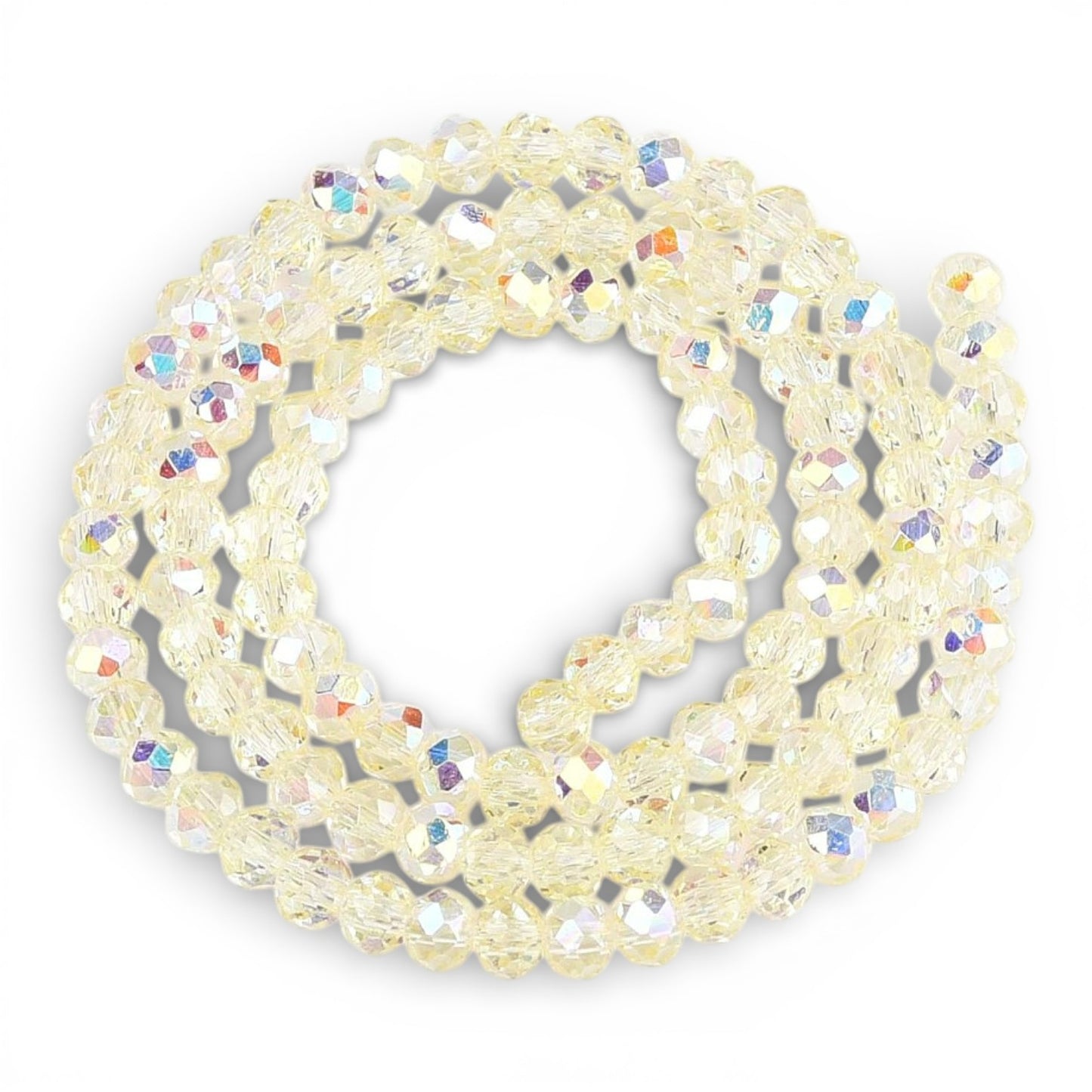 x1 Fil de Perles de Verre AB Jaune – Rondelles Facettées – 3,5 à 4 mm