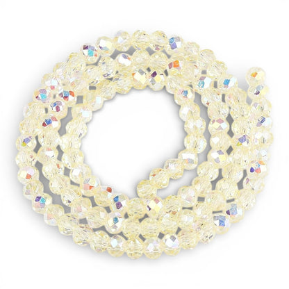 x1 Fil de Perles de Verre AB Jaune – Rondelles Facettées – 3,5 à 4 mm