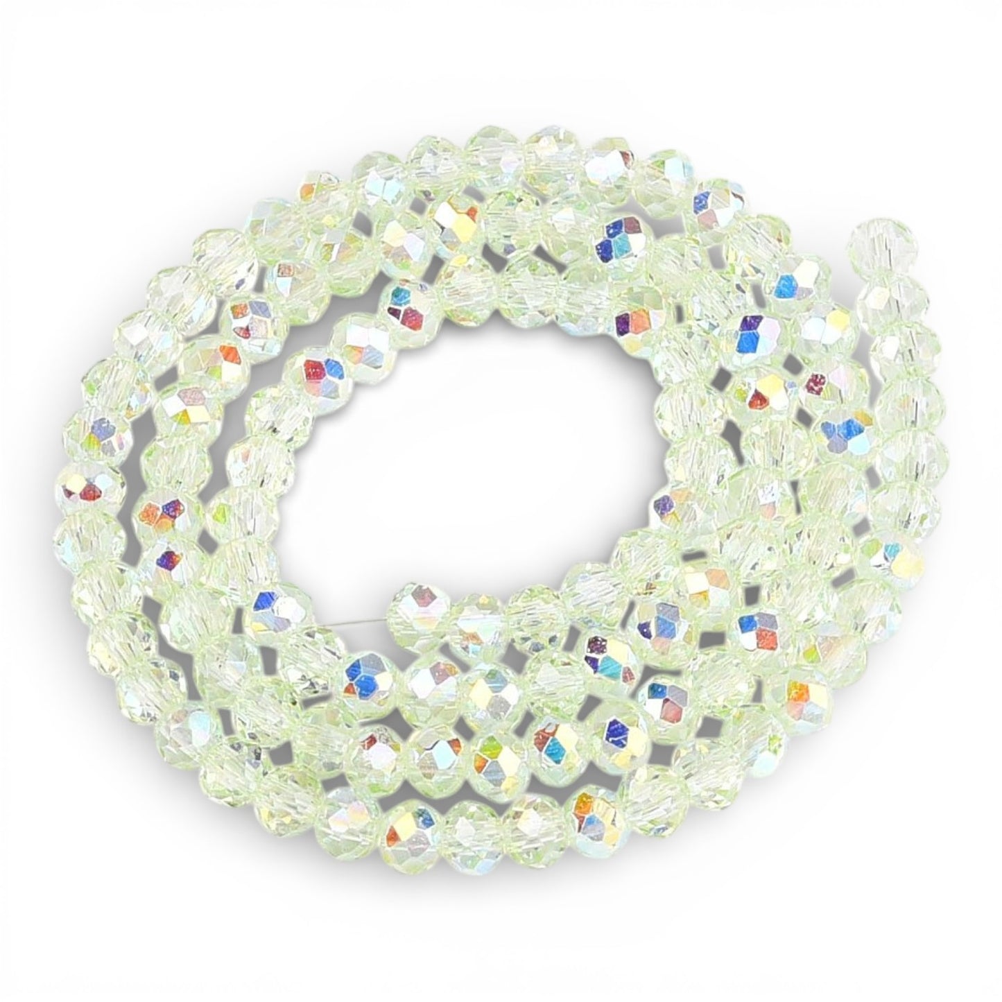 x1 Fil de Perles de Verre AB Vert – Rondelles Facettées – 3,5 à 4 mm