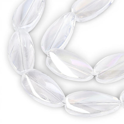 x1 Fil de Perles de verre électroplaquées – Ovales torsadées – Cristal AB Light