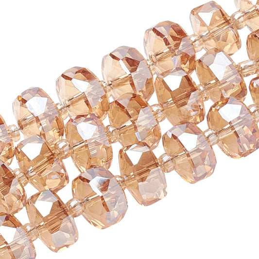 x1 fil de Perles de Verre Facettées Électroplaquées – Champagne – 8x5 mm