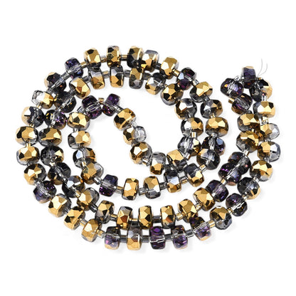 x20 Perles de Verre Facettées Électroplaquées – Violet et Doré – 8x5 mm