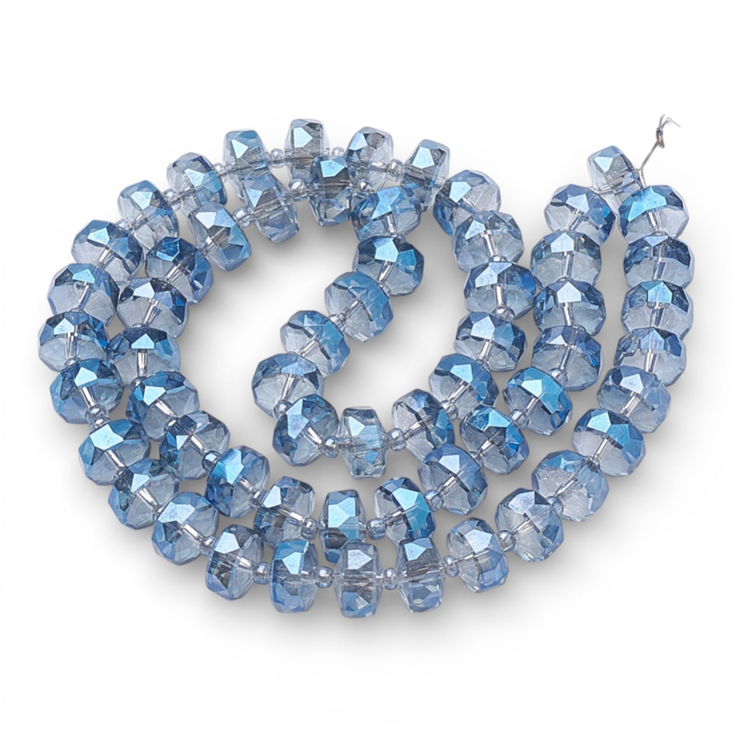 x1 fil de 78 Perles de Verre Facettées Électroplaquées – Bleu – 8x5 mm