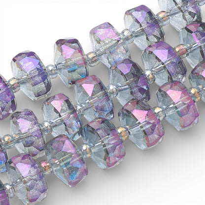 x1 fil de 78 Perles de Verre Facettées Électroplaquées – Violet – 8x5 mm