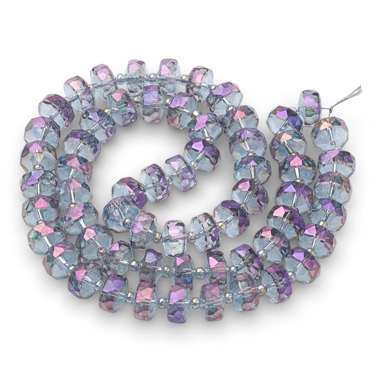 x1 fil de 78 Perles de Verre Facettées Électroplaquées – Violet – 8x5 mm