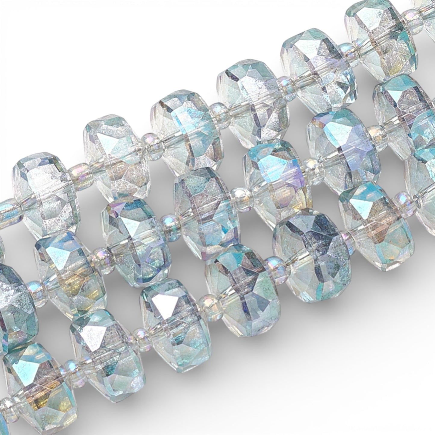 x1 fil de 78 Perles de Verre Facettées Électroplaquées – Vert – 8x5 mm