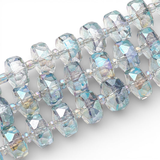 x1 fil de 78 Perles de Verre Facettées Électroplaquées – Vert – 8x5 mm