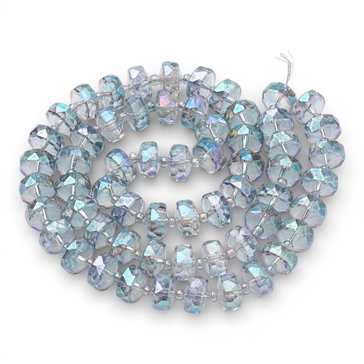 x1 fil de 78 Perles de Verre Facettées Électroplaquées – Vert – 8x5 mm