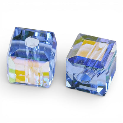 x10 Perles de Verre Facettées Électroplaquées – Cube Bleu Roi – 5,5 mm