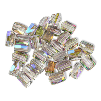 x10 Perles de Verre Électroplaquées – Triangulaires Gris reflets violets – 7,5 mm