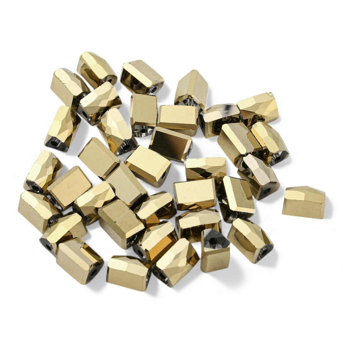 x10 Perles de Verre Électroplaquées – Triangulaires Dorées – 7,5 mm