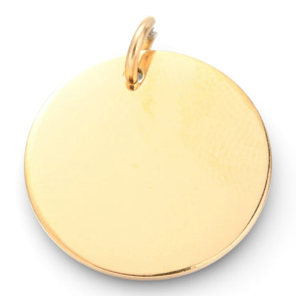 x1 Breloque ronde plate à graver en acier inoxydable 304 – 20 mm