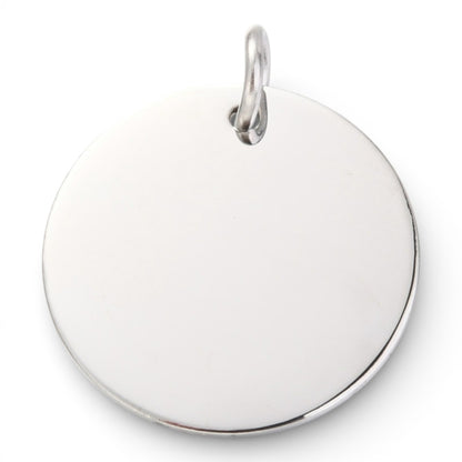 x1 Breloque ronde plate à graver en acier inoxydable 304 – 20 mm