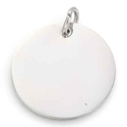 x1 Breloque ronde plate à graver en acier inoxydable 304 – 20 mm