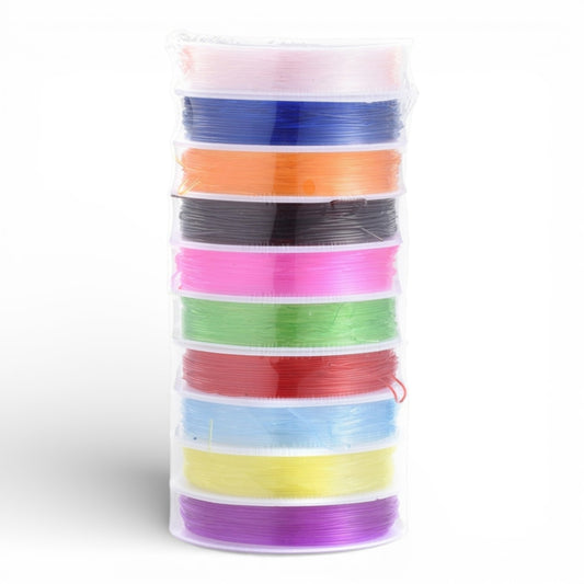 Fil Élastique Cristal Assorti 0,8 mm – 10 Bobines de 6 m