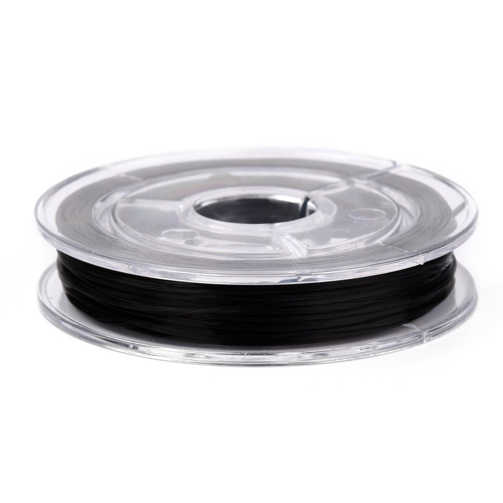 Bobine de fil élastique cristal plat – Blanc ou Noir – 0,38 mm – 10 m