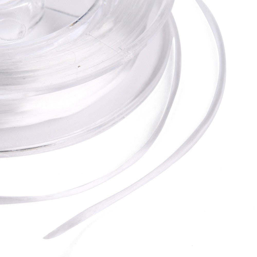 Bobine de fil élastique cristal plat – Blanc ou Noir – 0,38 mm – 10 m