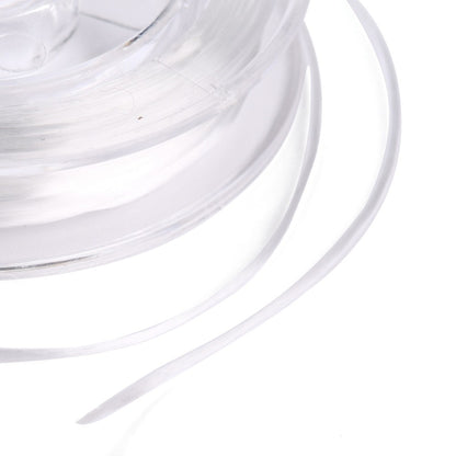 Bobine de fil élastique cristal plat – Blanc ou Noir – 0,38 mm – 10 m