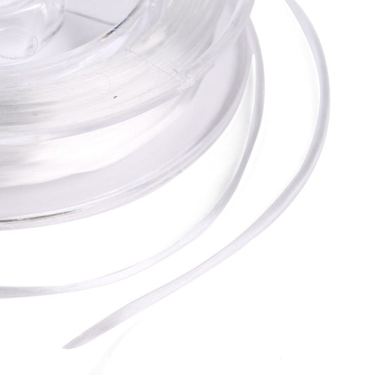 Bobine de fil élastique cristal plat – Blanc ou Noir – 0,38 mm – 10 m
