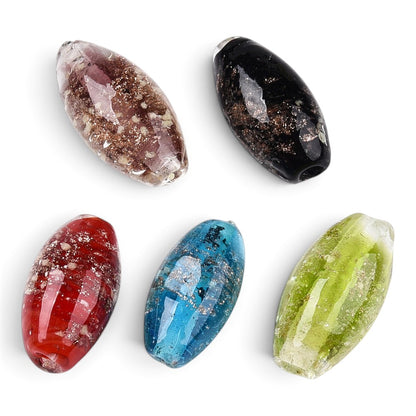 Perle lampwork « Sable doré » – Fait main – Lumineuse et phosphorescente
