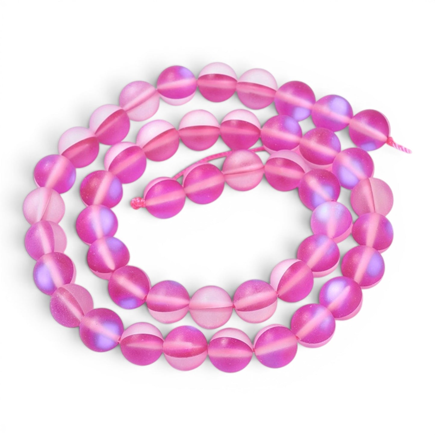x1 Fil de Perles Holographiques Givrées – Rondes 6 mm – Fushia