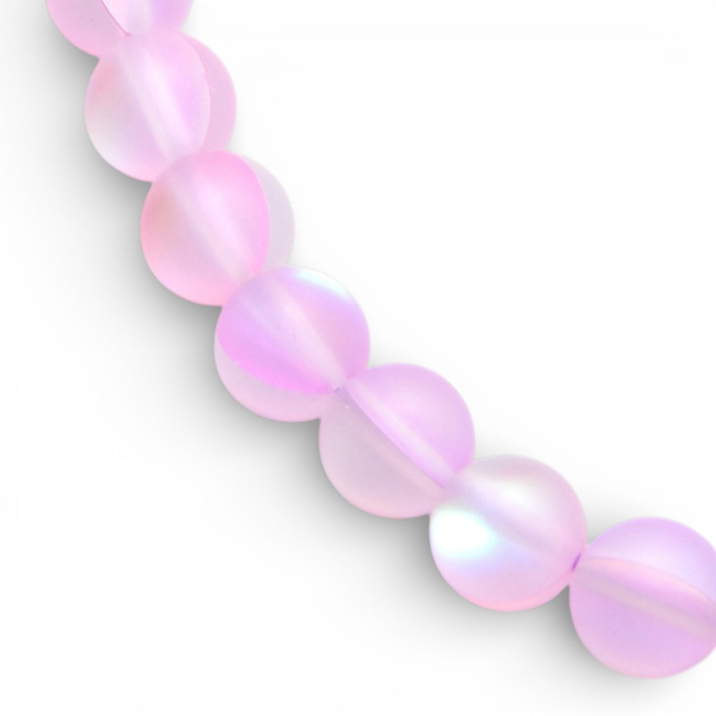 x1 Fil de Perles Holographiques Givrées – Rondes 8 mm – Rose