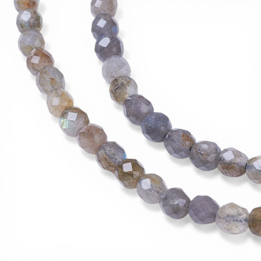 Fil de Perles en Labradorite Naturelle – Rondes Facettées – 4 mm – 40 cm