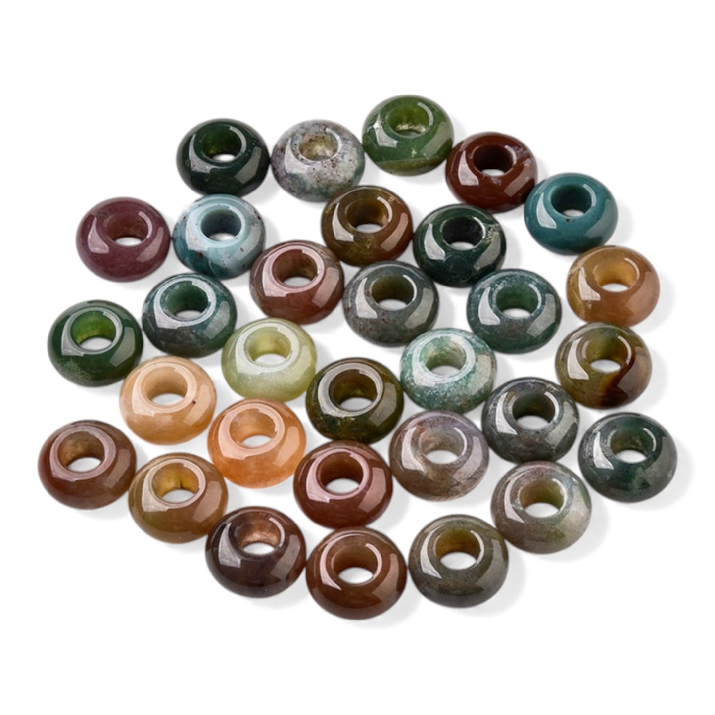 x1 Perle Européenne en Pierre Naturelle – Rondelles à Gros Trou – Ø 12 mm