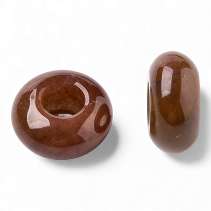 x1 Perle Européenne en Pierre Naturelle – Rondelles à Gros Trou – Ø 12 mm