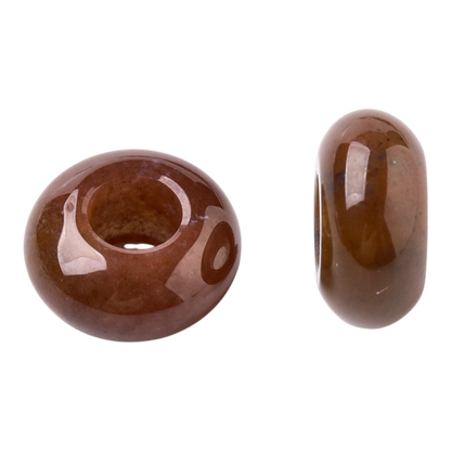 x1 Perle Européenne en Pierre Naturelle – Rondelles à Gros Trou – Ø 12 mm