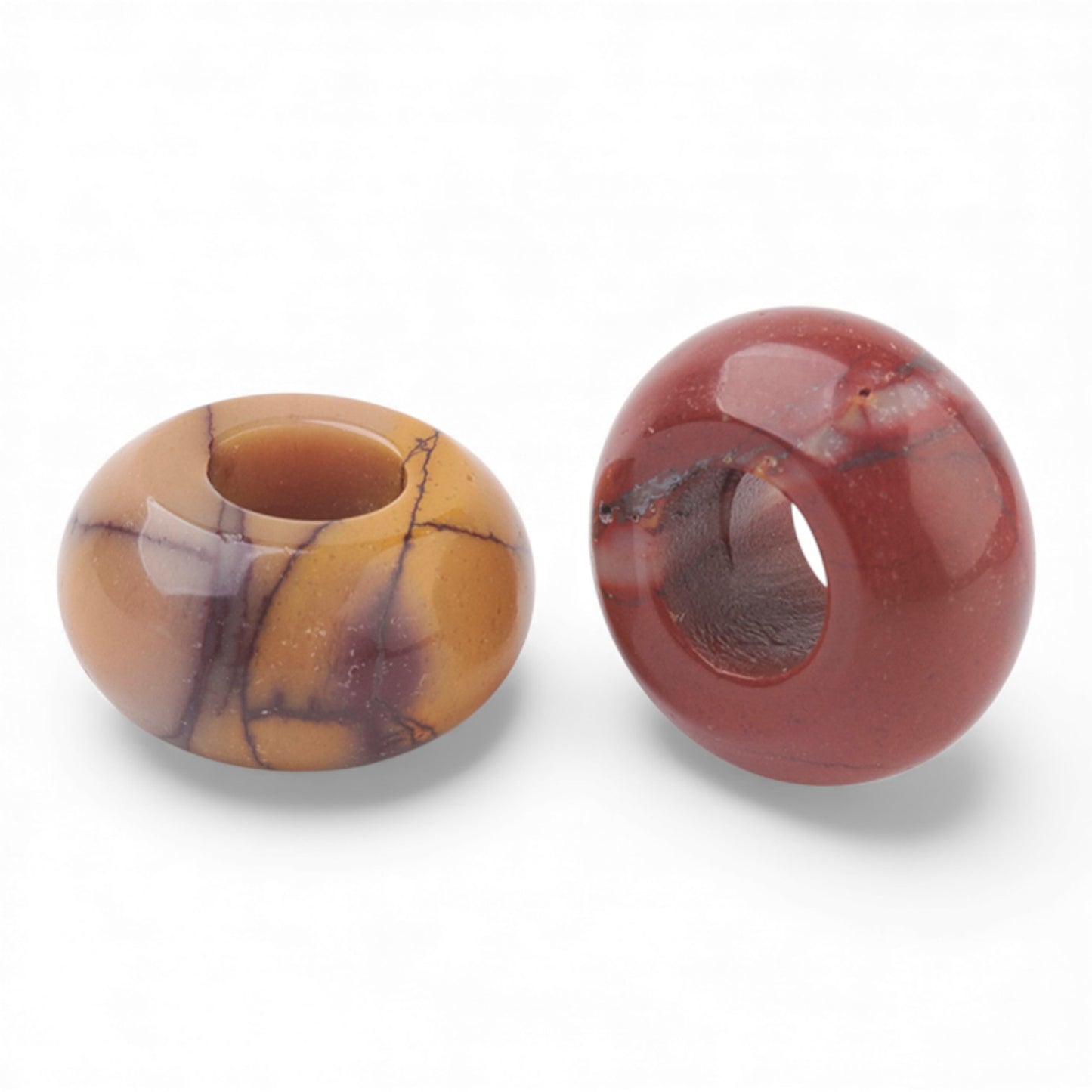 x1 Perle Européenne en Pierre Naturelle – Rondelles à Gros Trou – Ø 12 mm