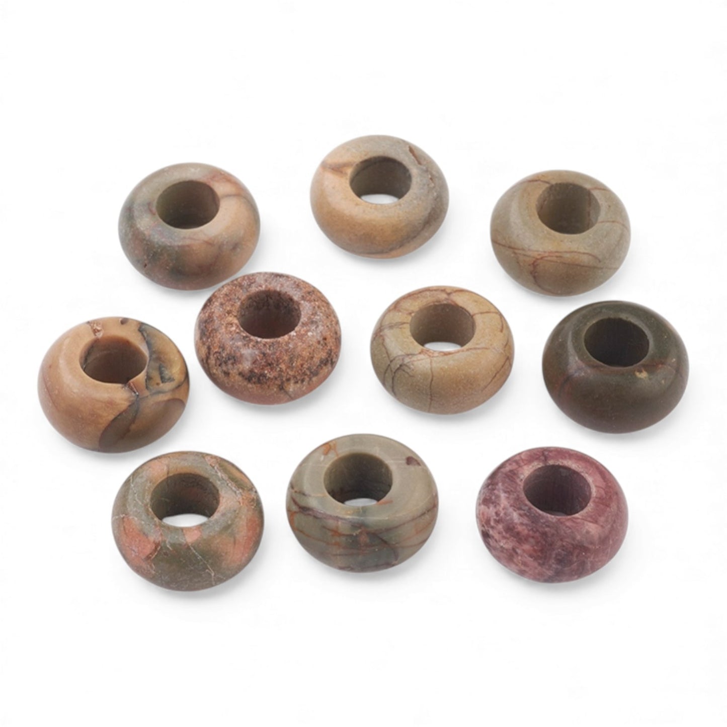 x1 Perle Européenne en Pierre Naturelle – Rondelles à Gros Trou – Ø 12 mm