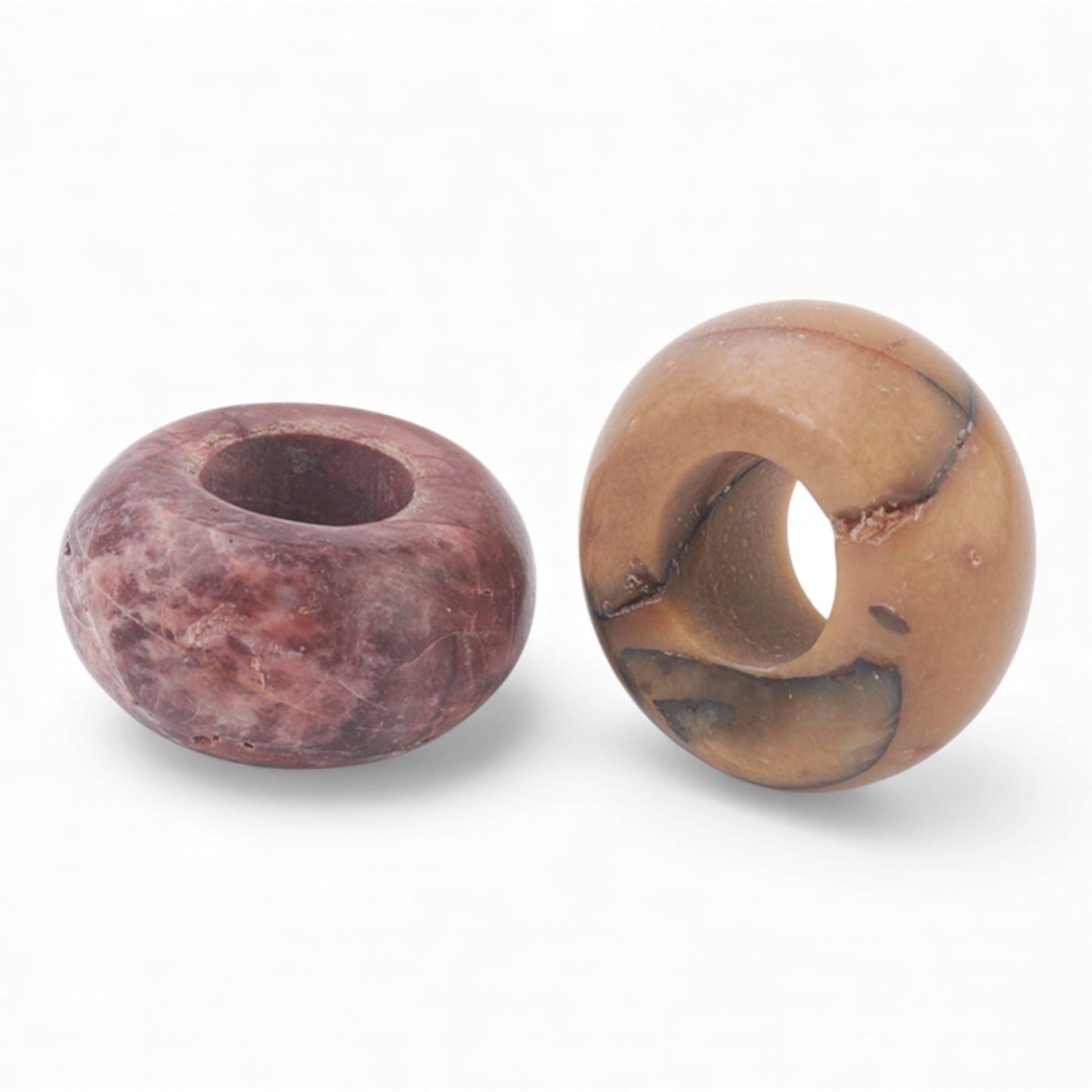 x1 Perle Européenne en Pierre Naturelle – Rondelles à Gros Trou – Ø 12 mm