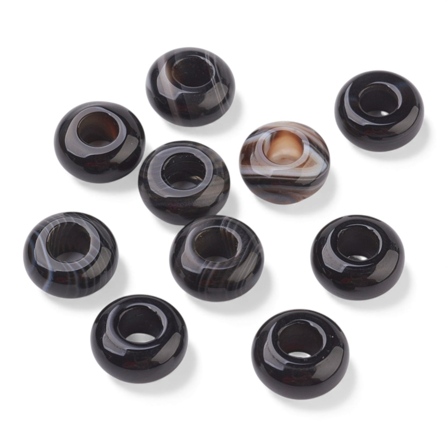 x1 Perle Européenne en Pierre Naturelle – Rondelles à Gros Trou – Ø 12 mm