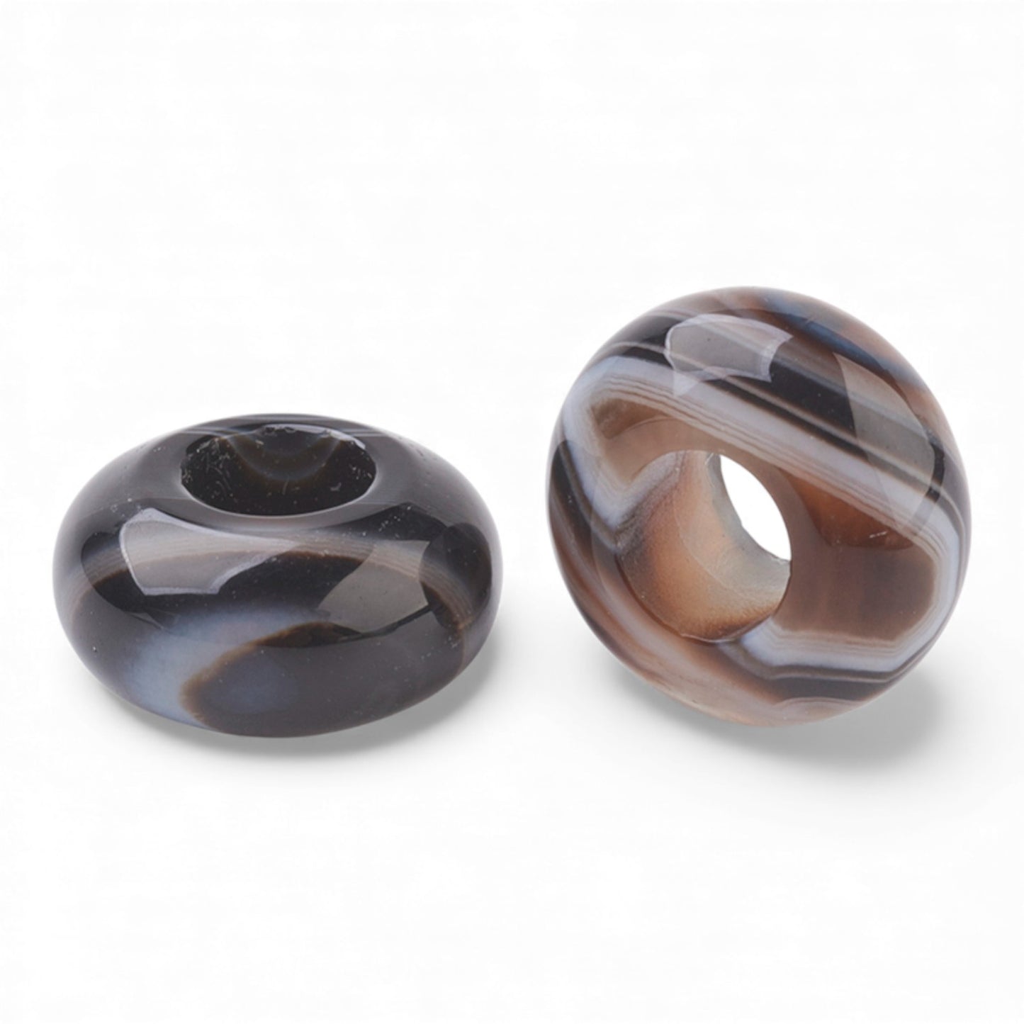 x1 Perle Européenne en Pierre Naturelle – Rondelles à Gros Trou – Ø 12 mm