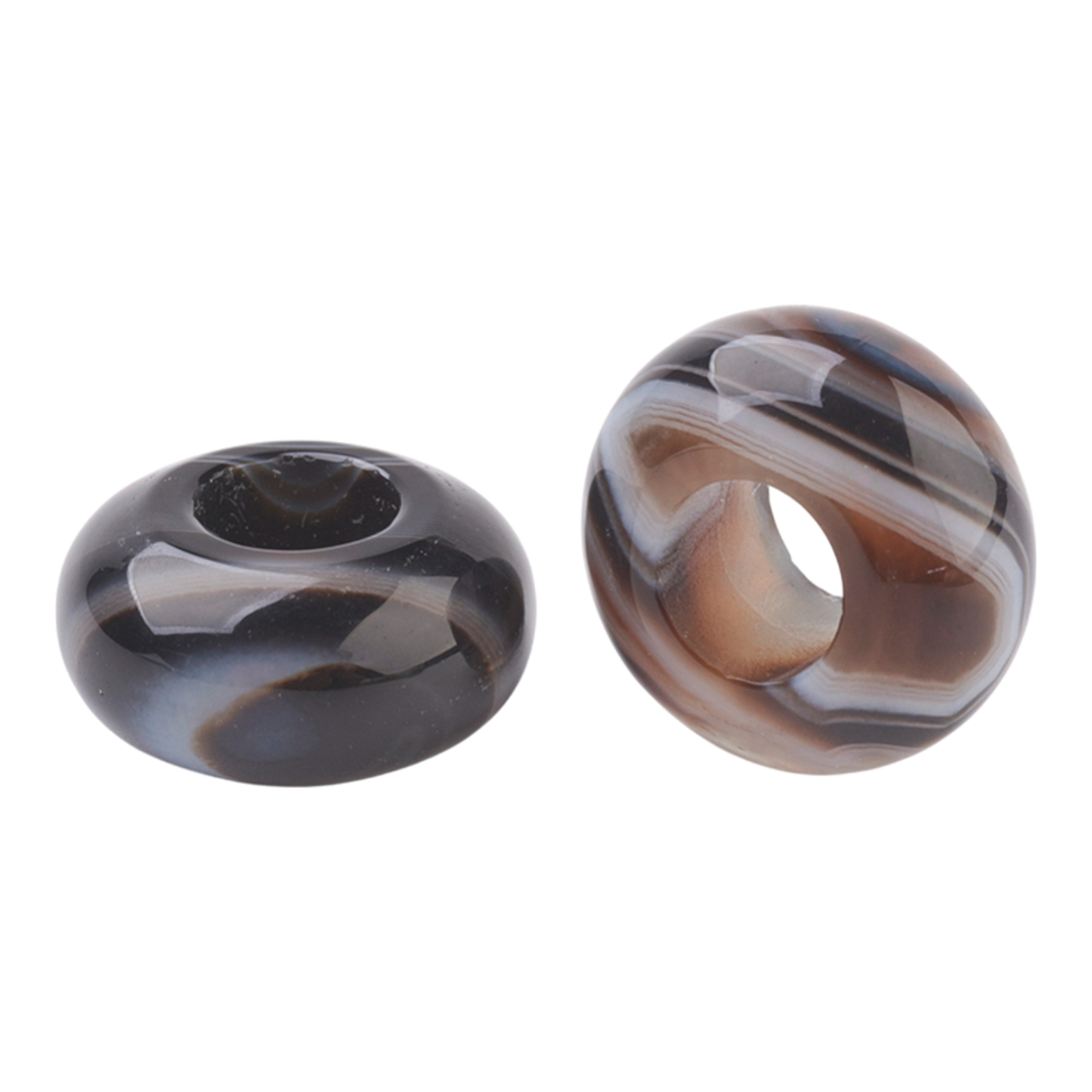 x1 Perle Européenne en Pierre Naturelle – Rondelles à Gros Trou – Ø 12 mm